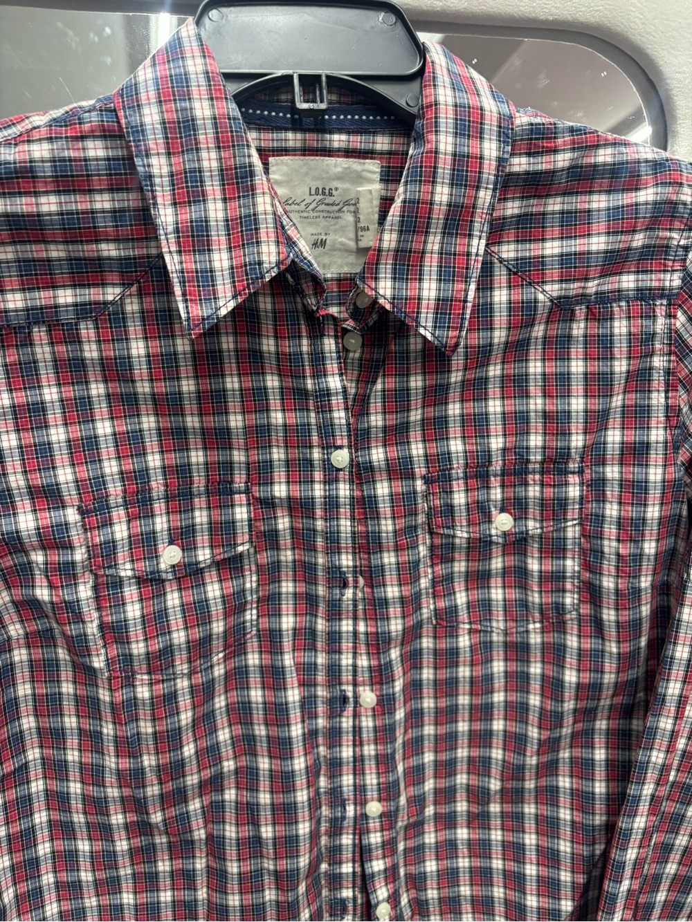 H&M Red, White & Blue Plaid Button-Up Shirt - Picture 2 of 4